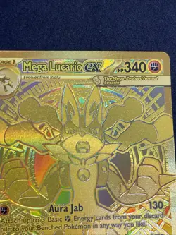 Pokemon Mega Lucario EX 188/132 Hyper Rare Gold Mega Evolutions PACK FRESH NM - Image 5