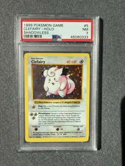 1999 POKEMON GAME CLEFAIRY - HOLO SHADOWLESS PSA 7 NM - Image 1