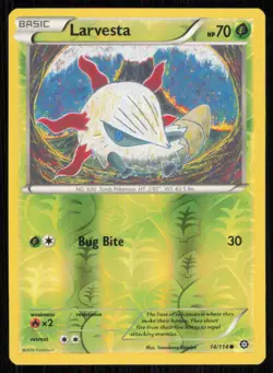 Larvesta 14/114 Common Steam Siege Pokemon Reverse Holo Lightly Played - Image 1