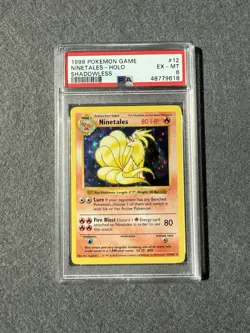 1999 POKEMON GAME SHADOWLESS #12 NINETALES-HOLO PSA 6 EX-MT - Image 1