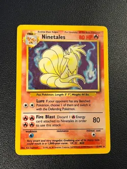 Pokemon Base Set Unlimited Ninetales 12/102 Holo Rare MP-HP - Image 1