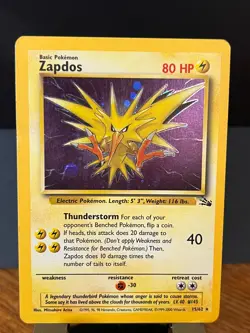 Pokemon Fossil Set Unlimited Zapdos 15/62 Holo Rare NM-LP - Image 1