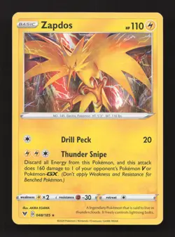 Zapdos 048/185 Holo Rare Vivid Voltage Pokemon Holo Near Mint - Image 1