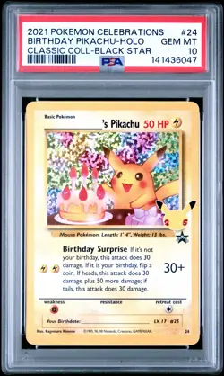 PSA 10 2021 POKEMON CELEBRATIONS CLASSIC COLLECTION #24 BIRTHDAY PIKACHU - Image 3