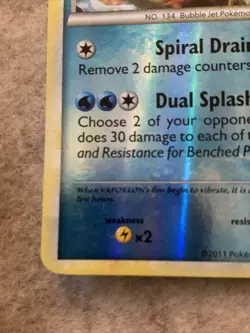 Pokemon TCG Vaporeon Call of Legends 52/95 Regular Uncommon Reverse Holo - Image 2