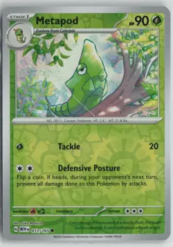 Metapod 011/165 Common 151 Pokemon Reverse Holo Near Mint - Image 1