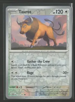 Tauros 128/165 Uncommon 151 Pokemon Reverse Holo Near Mint - Image 1