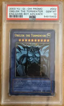 GAME BOY ADVANCE GBI-002 OBELISK THE TORMENTOR PSA 10 YUGIOH 2003 (Ultra rare) - Image 1