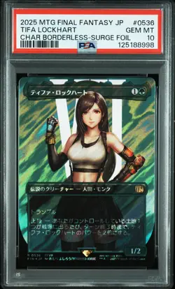 2025 MTG JPN FINAL FANTASY CHARACTER BORDERLESS-SURGE FOIL TIFA LOCKHART PSA 10 - Image 1