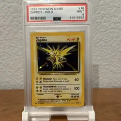 Pokemon TCG Zapdos Base Set Holo Rare PSA 9 1999 16/102 English Ken Sugimori - Image 1