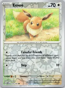 Eevee 133/165 C 151 Pokemon Reverse Holo Near Mint - Image 1