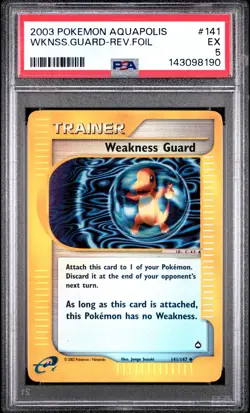 2003 POKEMON AQUAPOLIS #141 WEAKNESS GUARD-REVERSE FOIL PSA 5 - Image 1