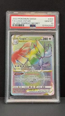 Pokemon Lugia VSTAR Silver Tempest Secret Rare Full Art #202 PSA 10 Gem Mint - Image 1