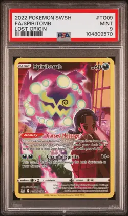 2022 POKEMON SWORD & SHIELD LOST ORIGIN #TG09 FULL ART/SPIRITOMB PSA 9 - Image 1