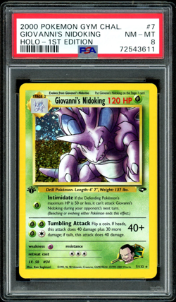 2000 POKEMON GYM CHALLENGE HOLO-1ST EDITION #7 GIOVANNI'S NIDOKING PSA 8 - Image 1