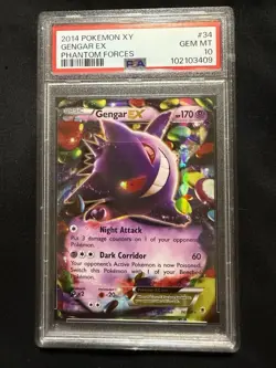 2014 Pokemon XY Phantom Forces Gengar EX #34 PSA 10 - Image 1