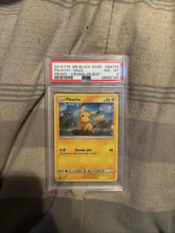 2019 Pokemon Pikachu Holo Black Star Promo SM183 PSA 8 - Image 1
