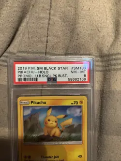 2019 Pokemon Pikachu Holo Black Star Promo SM183 PSA 8 - Image 5