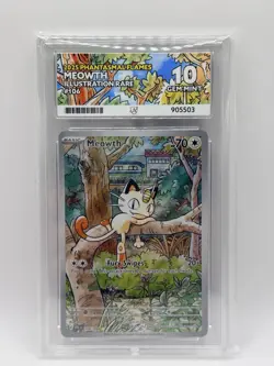Pokemon TCG Meowth 106/094 Illustration Rare Phantasmal Flames ACE 10 Gem Mint - Image 1