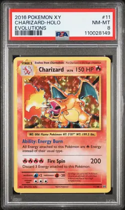 PSA 8 Charizard Holo 11/108 Evolutions Pokemon Card - Image 1