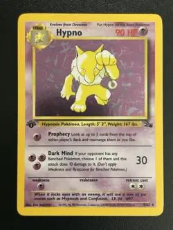 HYPNO Pokemon Card - WOTC - 1st Edition - Fossil - 8/62 - HOLO - NM (B) - Image 1