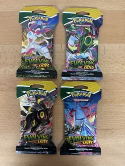 x4 Evolving Skies Sleeved Pokemon Booster Pack - Complete Art Set (Sealed) - Image 1