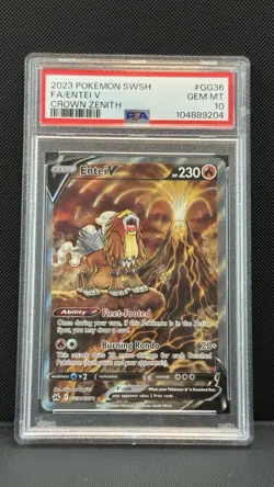 2023 POKEMON SWORD & SHIELD CROWN ZENITH #GG36 FULL ART/ENTEI V PSA 10 - Image 1