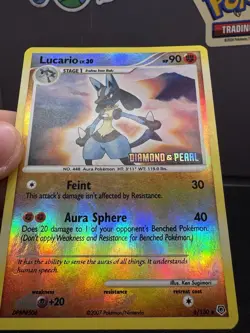 Lucario 6/130 Diamond and Pearl Reverse Holo Stamped Pokemon TCG Vintage - Image 3