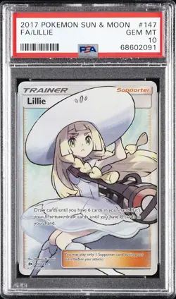 2017 POKEMON SUN & MOON #147 FULL ART/LILLIE PSA 10 - Image 1