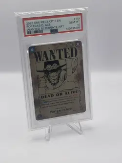 2025 One Piece Carrying On His Will Portgas D Ace Wanted Alt Art OP13-119 PSA 10 - Image 2