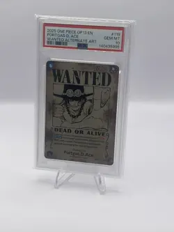 2025 One Piece Carrying On His Will Portgas D Ace Wanted Alt Art OP13-119 PSA 10 - Image 4