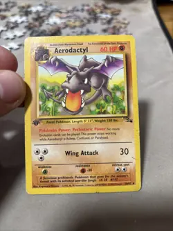 Pokemon TCG Aerodactyl Fossil Card 16/62 1st edition Heavy Play - Image 1