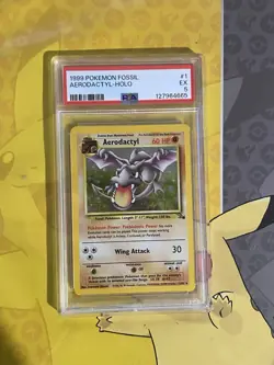 Pokemon TCG Aerodactyl Holo Graded PSA 5 Fossil 1999 English #1 Vintage Card - Image 1