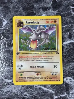 Pokemon Aerodactyl Fossil 1/62 1st Edition Holo Pre-Release RARE Pokemon Card - Image 3