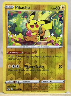 Pikachu 052/196 Swsh11: Lost Origin Reverse Holo - Near Min - Image 1