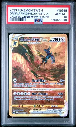 POKEMON SWORD & SHIELD CROWN ZENITH FULL ART/ORIGIN FORME DIALGA VSTAR PSA 10 - Image 1