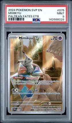 PSA 9 Mimikyu 075 Paldean Fates Etb Pokemon Svp En-Sv Black Star Promo - Image 1
