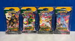 POKEMON SWORD & SHIELD EVOLVING SKIES SLEEVED BOOSTER PACK ART SET OF 4 SEALED - Image 1