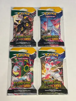 POKEMON SWORD & SHIELD EVOLVING SKIES SLEEVED BOOSTER PACK ART SET OF 4 SEALED - Image 3