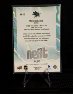 2025-26 Upper Deck Allure MACKLIN CELEBRINI Hues NextU Blue 1:36 #HN-12 - Sharks - Image 2