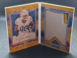 2025 Origins Omarion Hampton Rookie Booklet On Card Auto /25 Chargers - Image 2