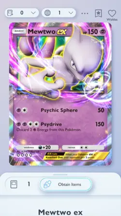Pokemon TCG Pocket | Genetic Apex | Mewtwo Ex | 4 Diamond | DIGITAL CARD ONLY - Image 1