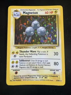 Magneton Holo Rare Pokemon Card 9/102 Base Set, Vintage 1999 WOTC TCG LP - Image 1