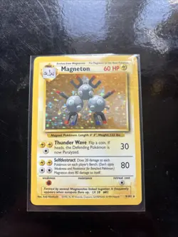 Pokemon TCG Magneton Base Set Holo Unlimited Rare Card 9/102 LP Condition - Image 1