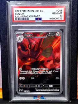 Pokemon 2023 Scizor 205/197 Illustration Rare Obsidian Flames GEM MINT PSA 10 - Image 1