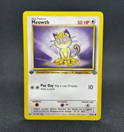 Pokemon 1st Edition Meowth 56/64 Jungle TCG Card 1999 WOTC - Image 1