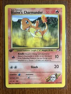 [LP+/NM] 2000 Pokemon Gym Heroes Blaine's Charmander 1st Edition #61/132 - Image 1