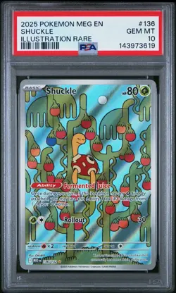 2025 POKEMON MEG EN-MEGA EVOLUTION ILLUSTRATION RARE #136 SHUCKLE PSA 10 - Image 1