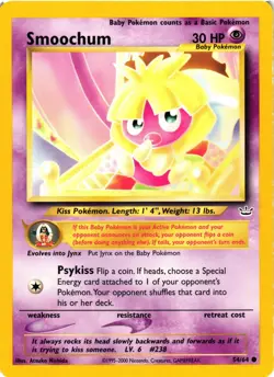 Pokemon TCG Smoochum Common Neo Revelation 54/64 LP - Image 1