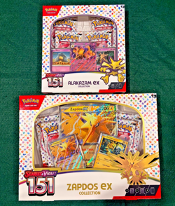 NEW Pokemon TCG Scarlet & Violet 151 Zapdos EX & Alakazam EX Collection Box Lot - Image 1
